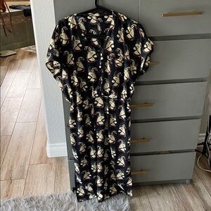 Rosebud Black and Cream Patterned Dress